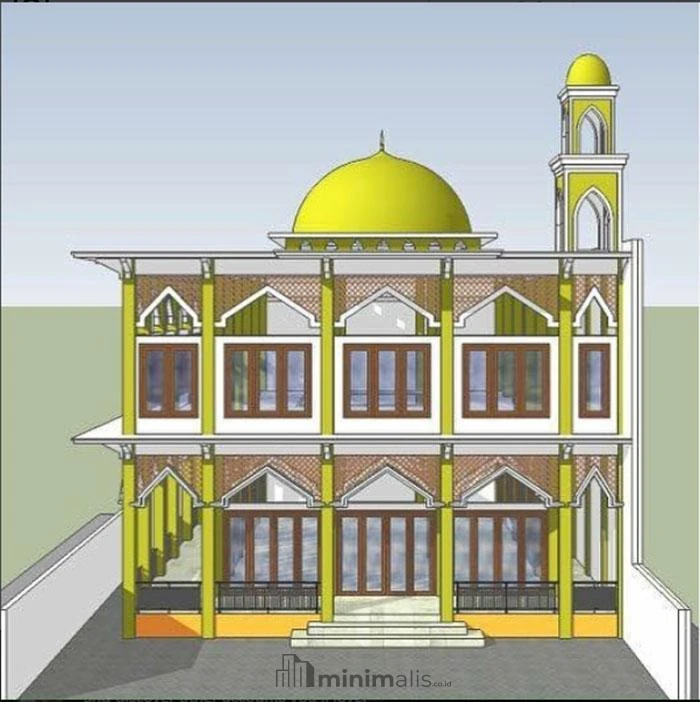 sketsa masjid 2 lantai