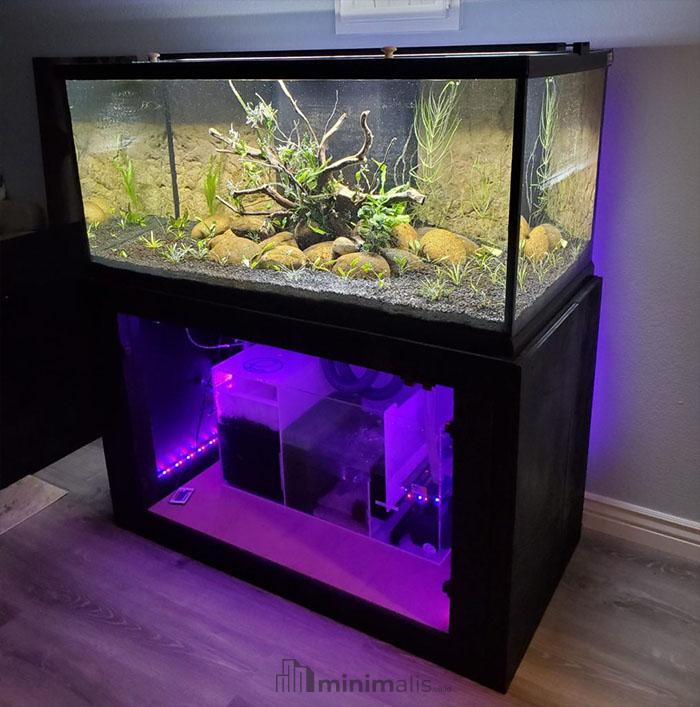 model meja aquarium kayu