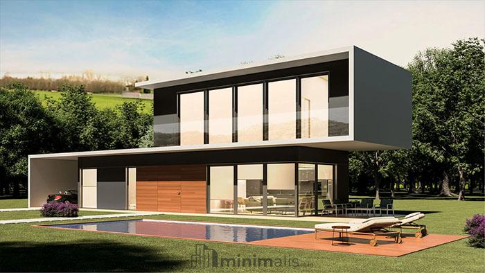 desain rumah modern 2 lantai dengan kolam renang