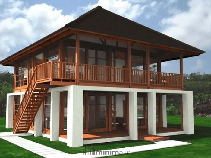 desain rumah panggung kayu modern