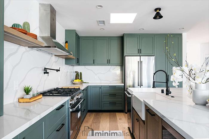 gambar kitchen set warna hijau